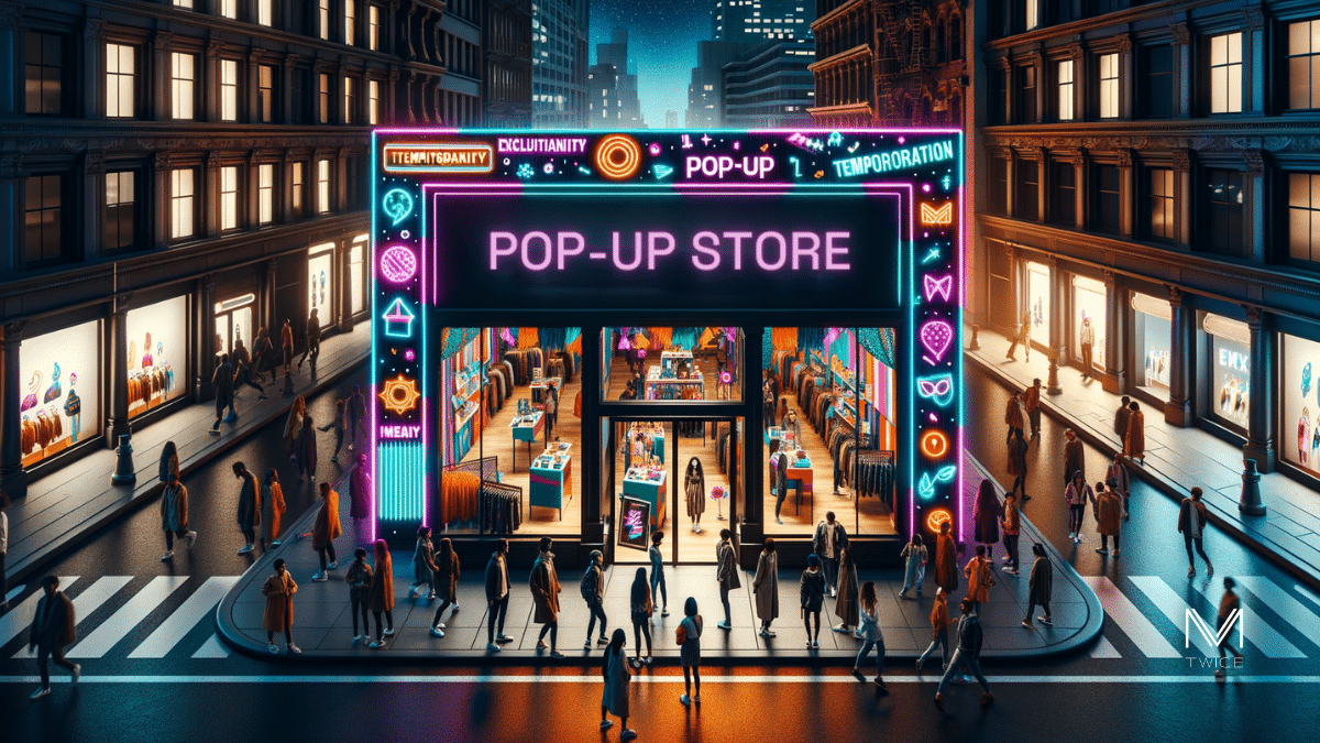 Définition Pop Up store - Illustration d'un pop up store avec éclairage en néon