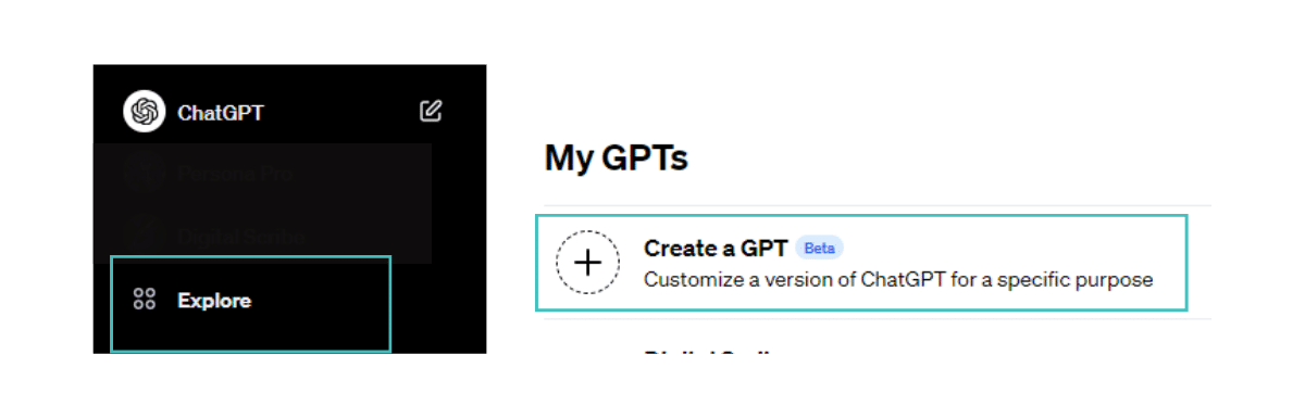 Comment accéder à la création d'un GPT personnalisé