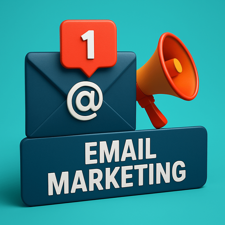Formation Email Marketing illustrée en 3D avec enveloppe notification et ordinateur symbolisant les campagnes d’emailing | M-Twice