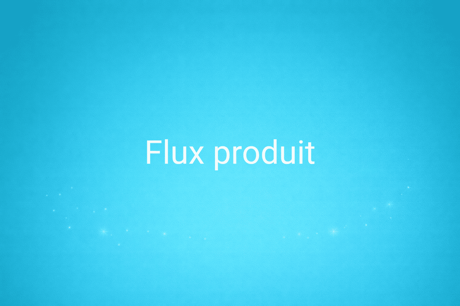 Illustration minimaliste sur fond bleu avec texte "Flux produit", définition liée à la catégorie Stratégie Marketing du glossaire marketing de M-Twice