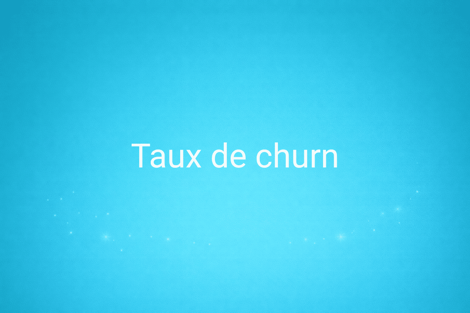 Illustration minimaliste sur fond bleu avec texte "Taux de churn", définition liée à la catégorie Stratégie Marketing du glossaire marketing de M-Twice