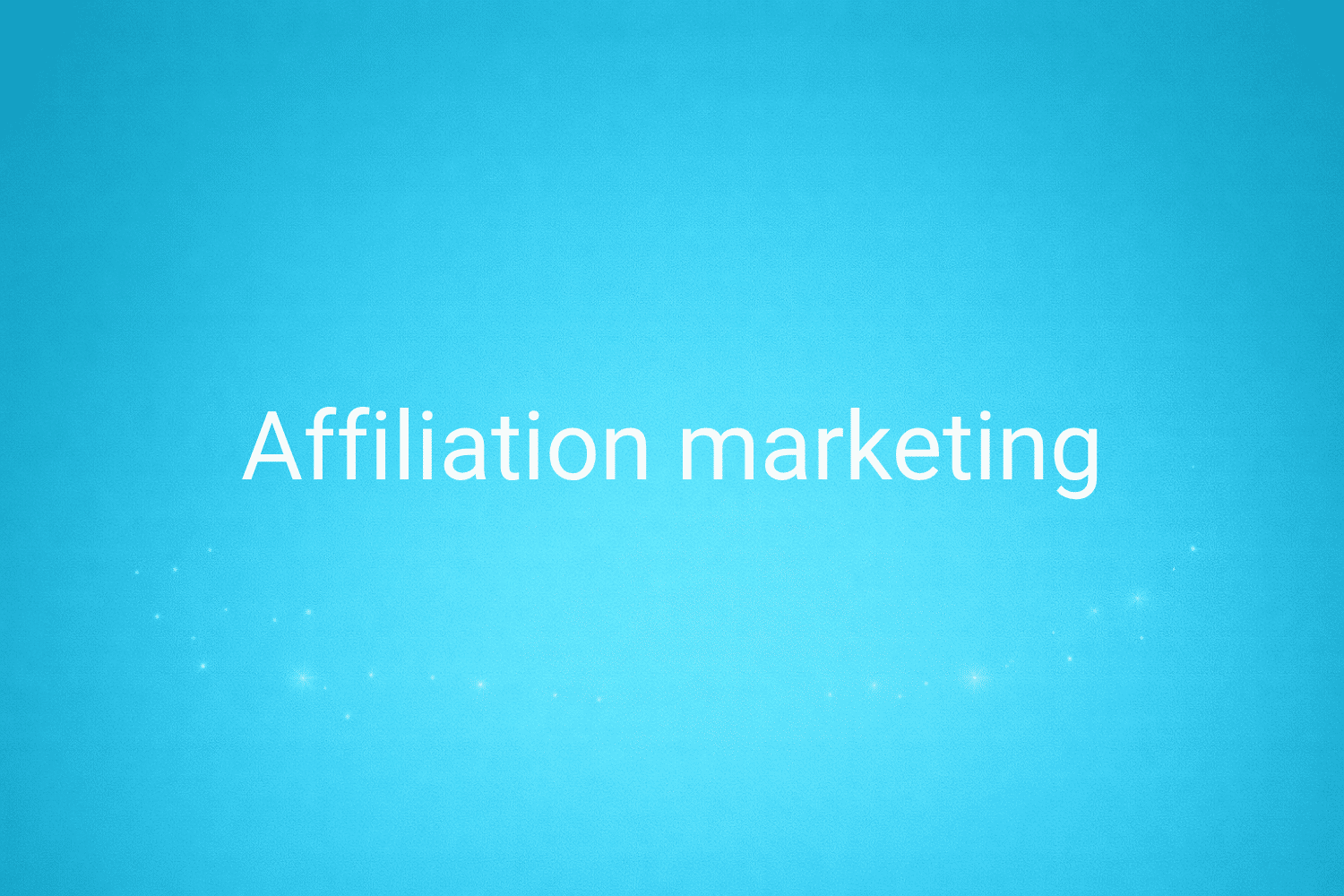 Illustration minimaliste sur fond bleu avec texte "Affiliation marketing", définition liée à la catégorie Stratégie Marketing du glossaire marketing de M-Twice