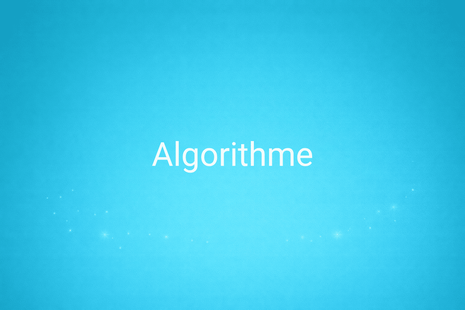 Illustration minimaliste sur fond bleu avec texte "Algorithme", définition liée à la catégorie e-commerce du glossaire marketing de M-Twice