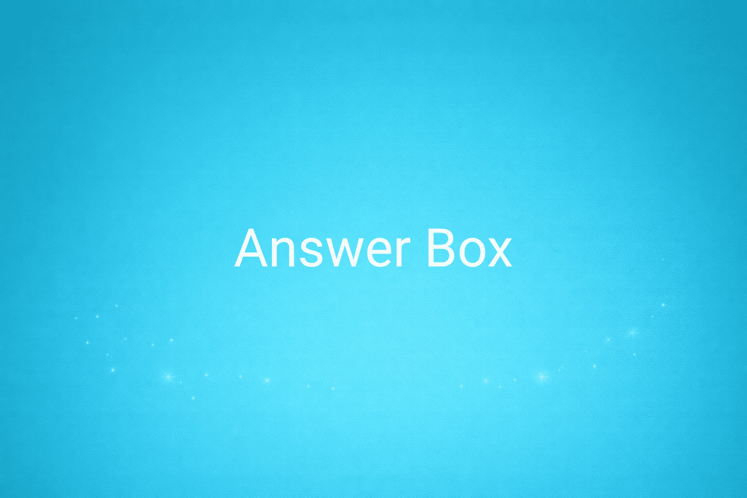 Illustration minimaliste sur fond bleu avec texte "Answer Box", définition liée à la catégorie e-commerce du glossaire marketing de M-Twice