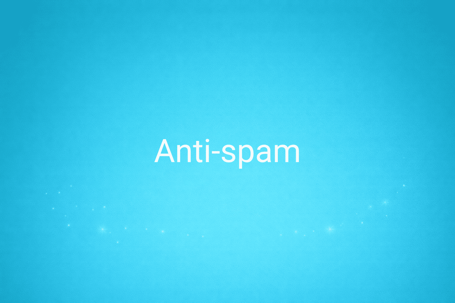 Illustration minimaliste sur fond bleu avec texte "Anti-spam", définition liée à la catégorie e-commerce du glossaire marketing de M-Twice