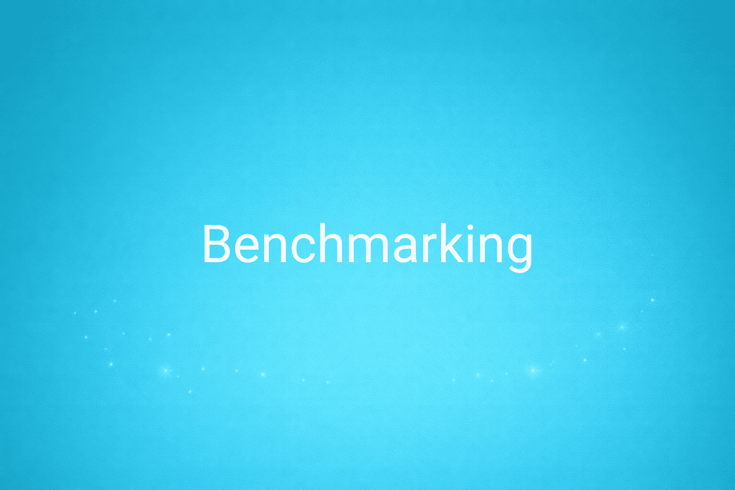 Illustration minimaliste sur fond bleu avec texte "Benchmarking", définition liée à la catégorie Stratégie Marketing du glossaire marketing de M-Twice