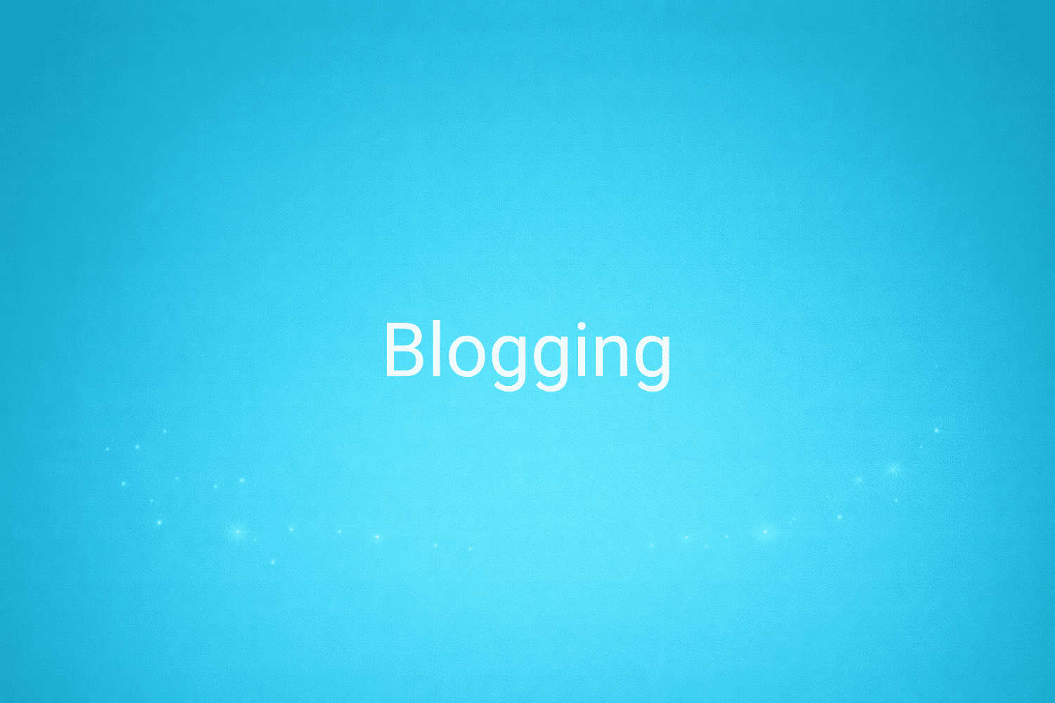 Illustration minimaliste sur fond bleu avec texte "Blogging", définition liée à la catégorie Marketing de contenus du glossaire marketing de M-Twice