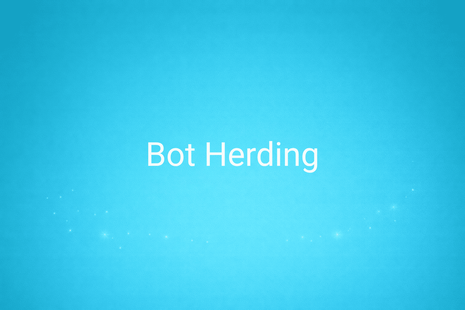Illustration minimaliste sur fond bleu avec texte "Bot Herding", définition liée à la catégorie e-commerce du glossaire marketing de M-Twice