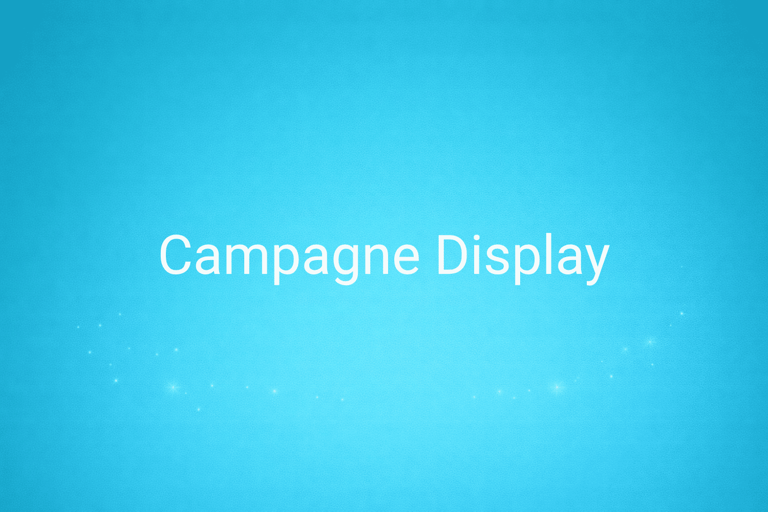 Illustration minimaliste sur fond bleu avec texte "Campagne Display", définition liée à la catégorie Publicité en ligne du glossaire marketing de M-Twice
