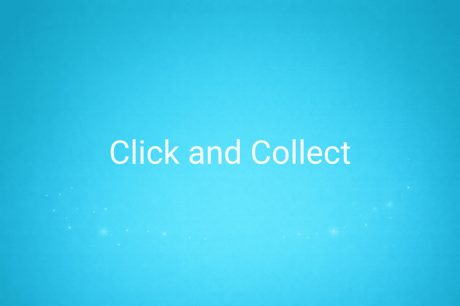 Illustration minimaliste sur fond bleu avec texte "Click and Collect", définition liée à la catégorie e-commerce du glossaire marketing de M-Twice