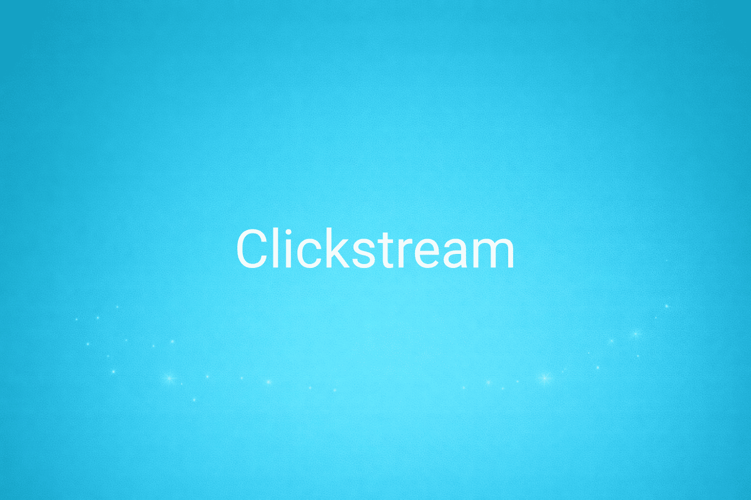 Illustration minimaliste sur fond bleu avec texte "Clickstream", définition liée à la catégorie e-commerce du glossaire marketing de M-Twice