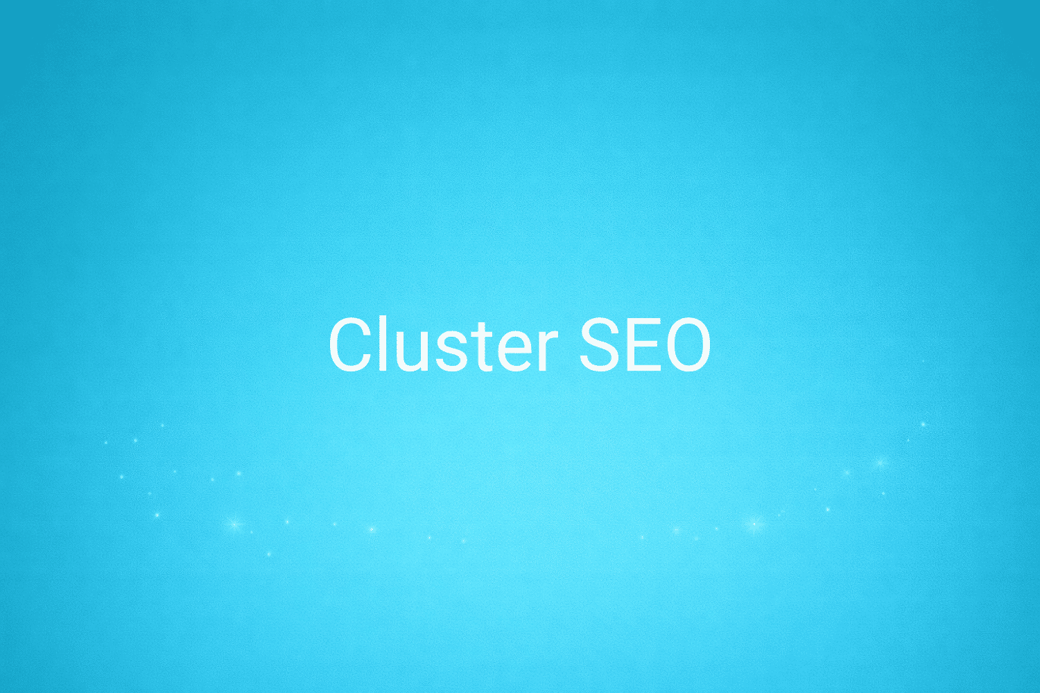 Illustration minimaliste sur fond bleu avec texte "Cluster SEO", définition liée à la catégorie SEO du glossaire marketing de M-Twice