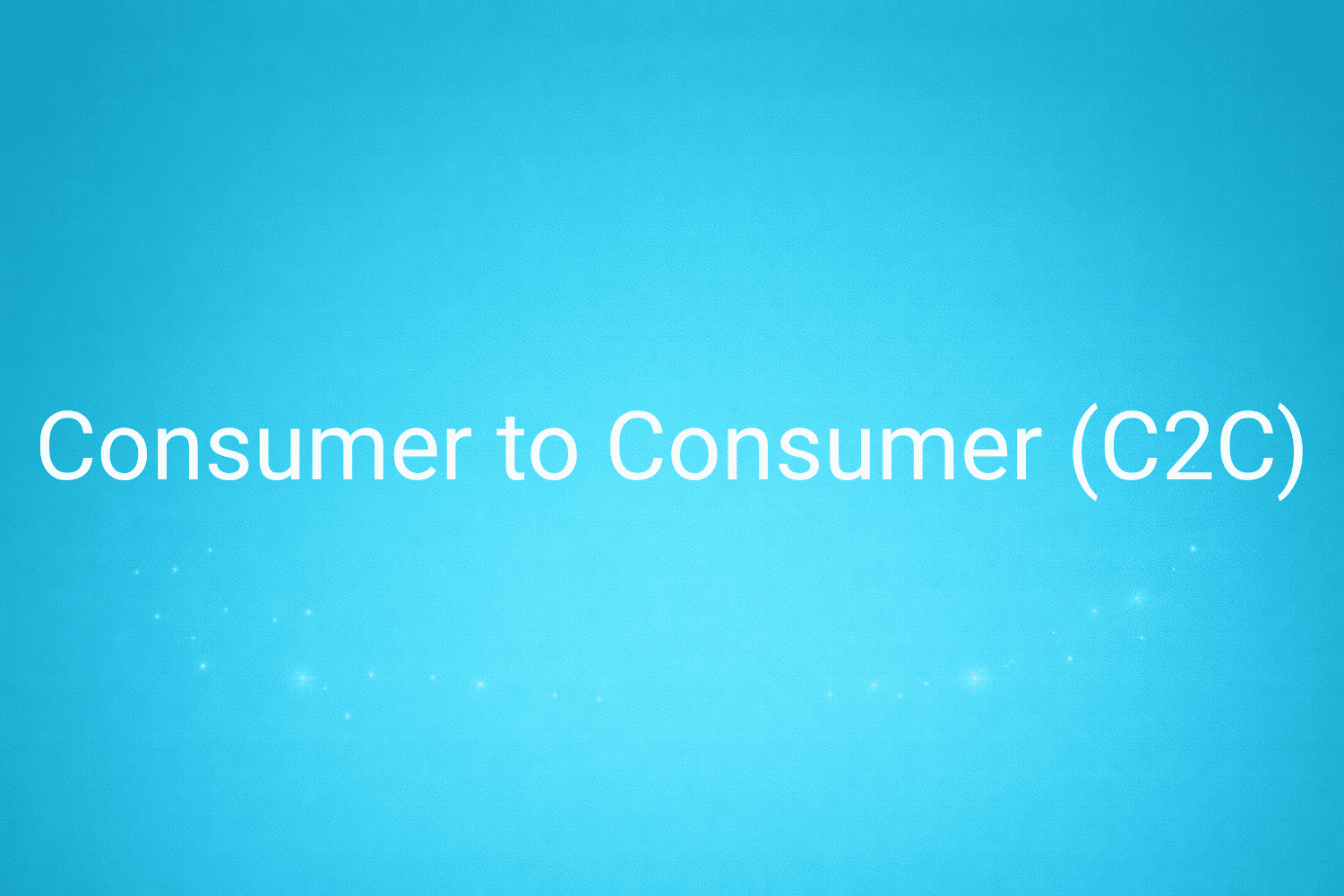 Illustration minimaliste sur fond bleu avec texte "Consumer to Consumer (C2C)", définition liée à la catégorie Stratégie Marketing du glossaire marketing de M-Twice
