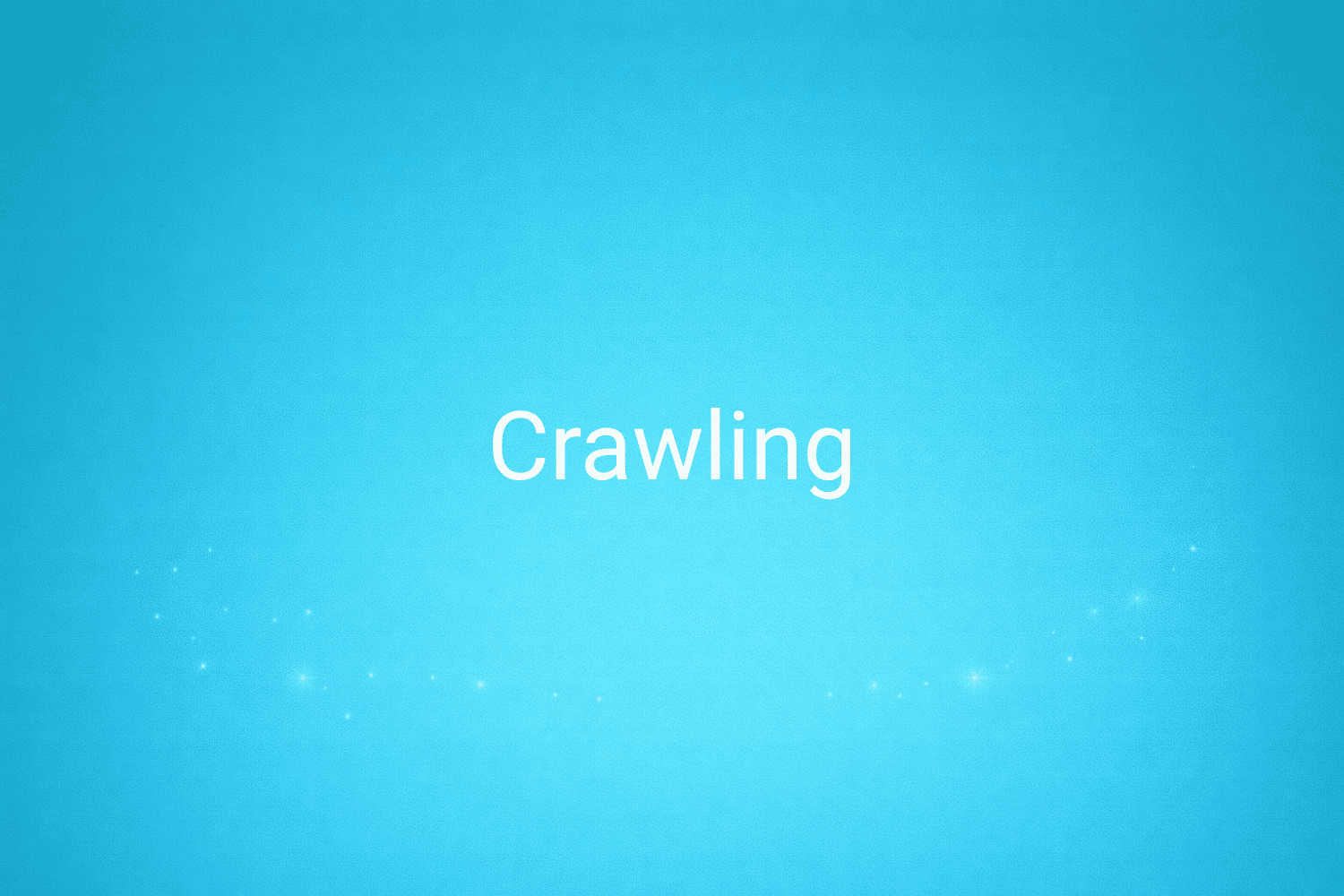 Illustration minimaliste sur fond bleu avec texte "Crawling", définition liée à la catégorie SEO du glossaire marketing de M-Twice