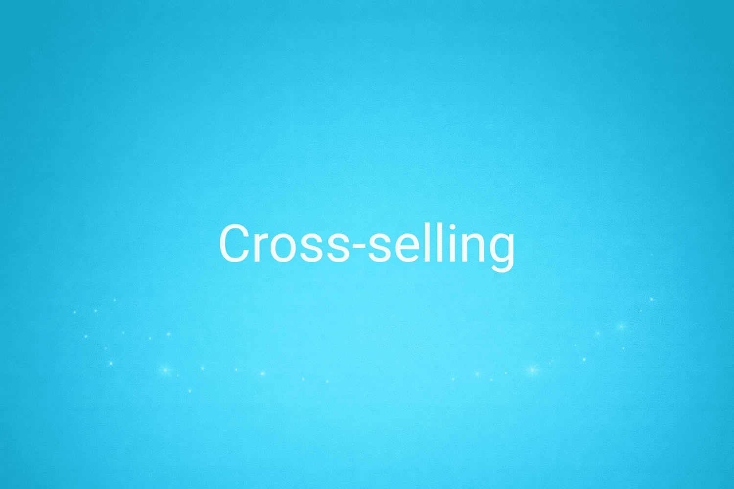 Illustration minimaliste sur fond bleu avec texte "Cross-selling", définition liée à la catégorie SEO du glossaire marketing de M-Twice