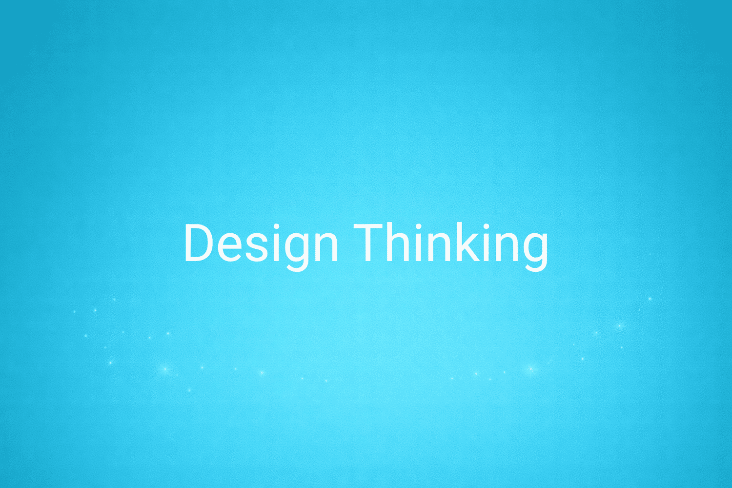 Illustration minimaliste sur fond bleu avec texte "Design Thinking", définition liée à la catégorie SEO du glossaire marketing de M-Twice