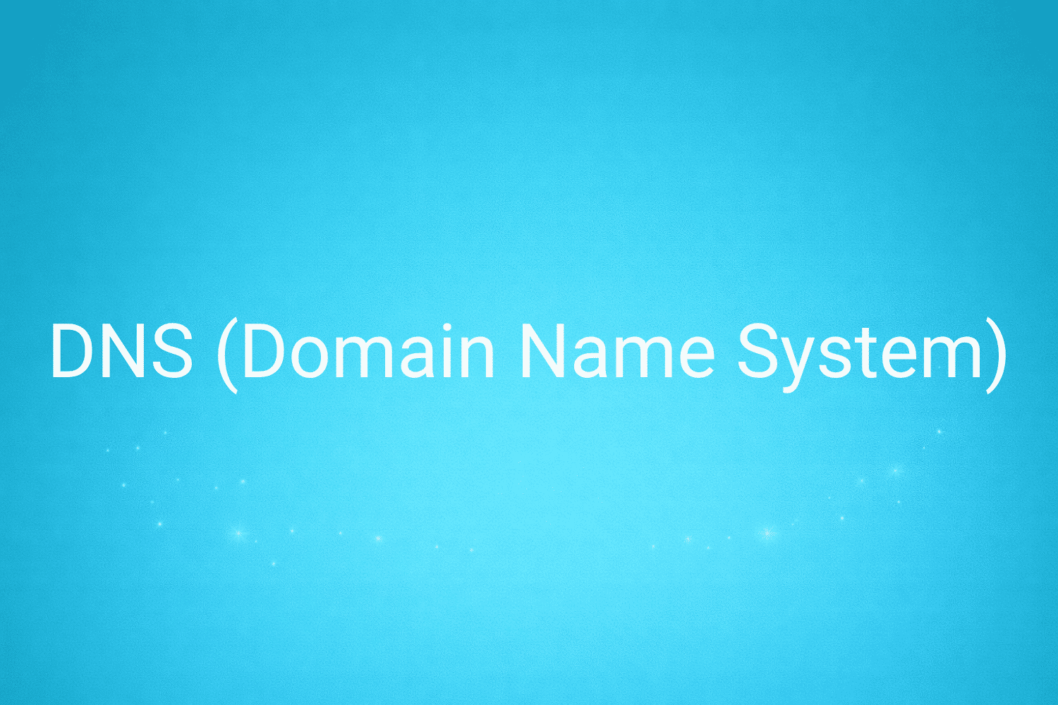 Illustration minimaliste sur fond bleu avec texte "DNS (Domain Name System)", définition liée à la catégorie e-commerce du glossaire marketing de M-Twice