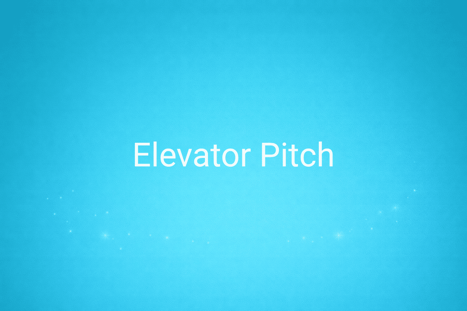 Illustration minimaliste sur fond bleu avec texte "Elevator Pitch", définition liée à la catégorie Stratégie Marketing du glossaire marketing de M-Twice