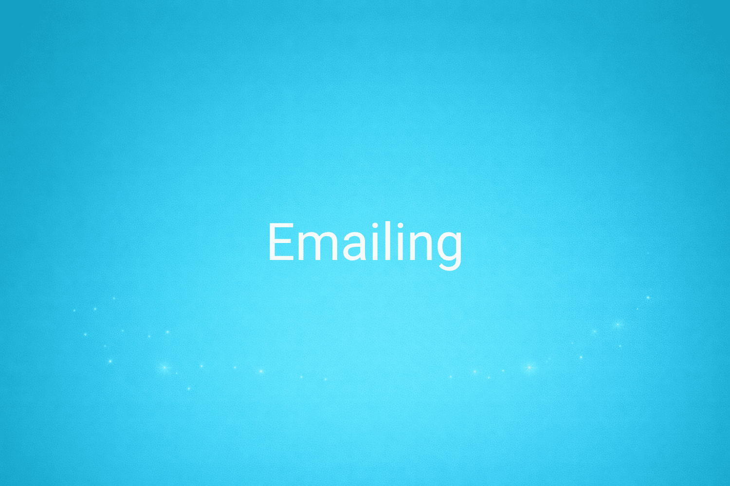 Illustration minimaliste sur fond bleu avec texte "Emailing", définition liée à la catégorie Marketing de contenus du glossaire marketing de M-Twice