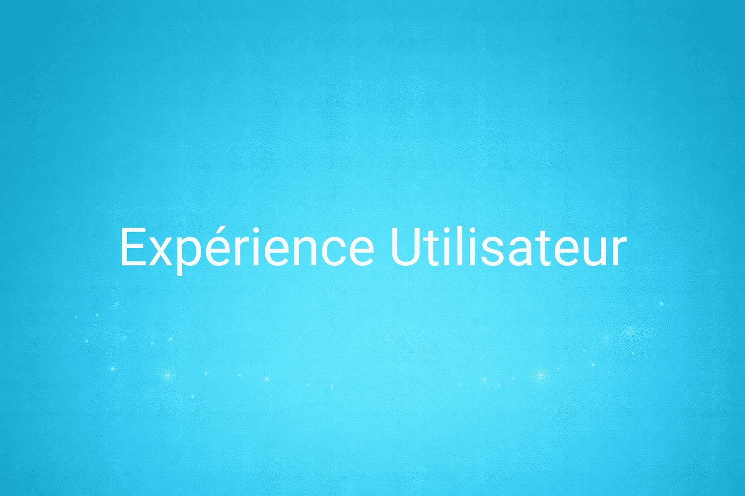 Illustration minimaliste sur fond bleu avec texte "Expérience Utilisateur", définition liée à la catégorie e-commerce du glossaire marketing de M-Twice