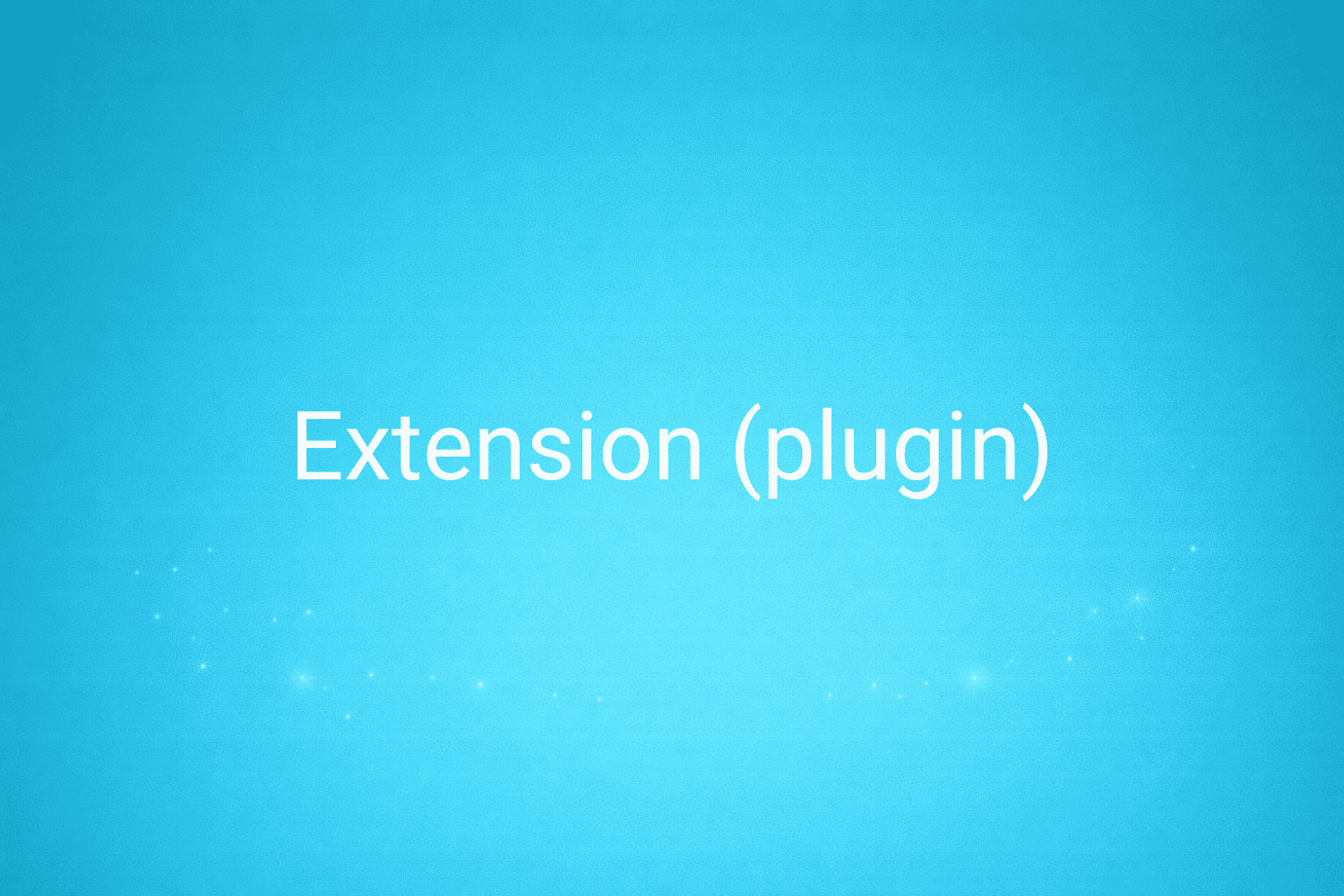 Illustration minimaliste sur fond bleu avec texte "Extension (plugin)", définition liée à la catégorie e-commerce du glossaire marketing de M-Twice