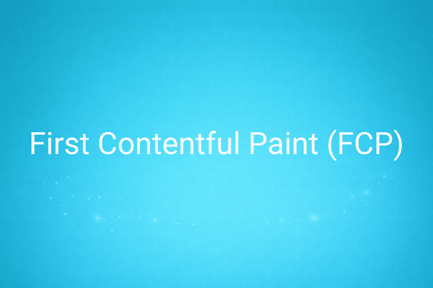 Illustration minimaliste sur fond bleu avec texte "First Contentful Paint (FCP)", définition liée à la catégorie e-commerce du glossaire marketing de M-Twice