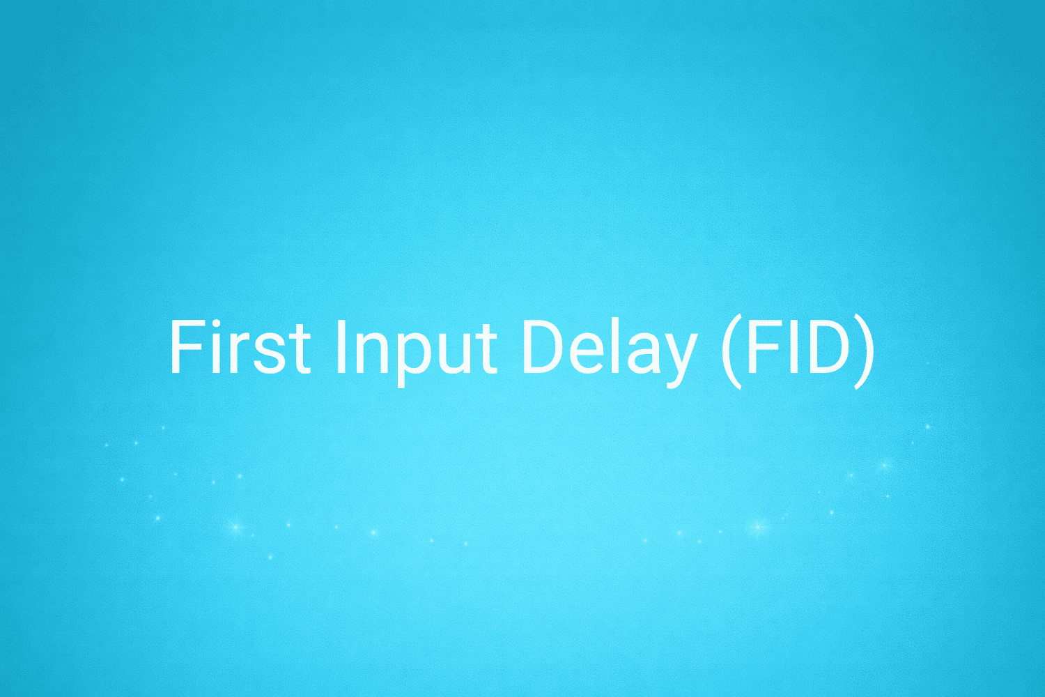Illustration minimaliste sur fond bleu avec texte "First Input Delay (FID)", définition liée à la catégorie e-commerce du glossaire marketing de M-Twice