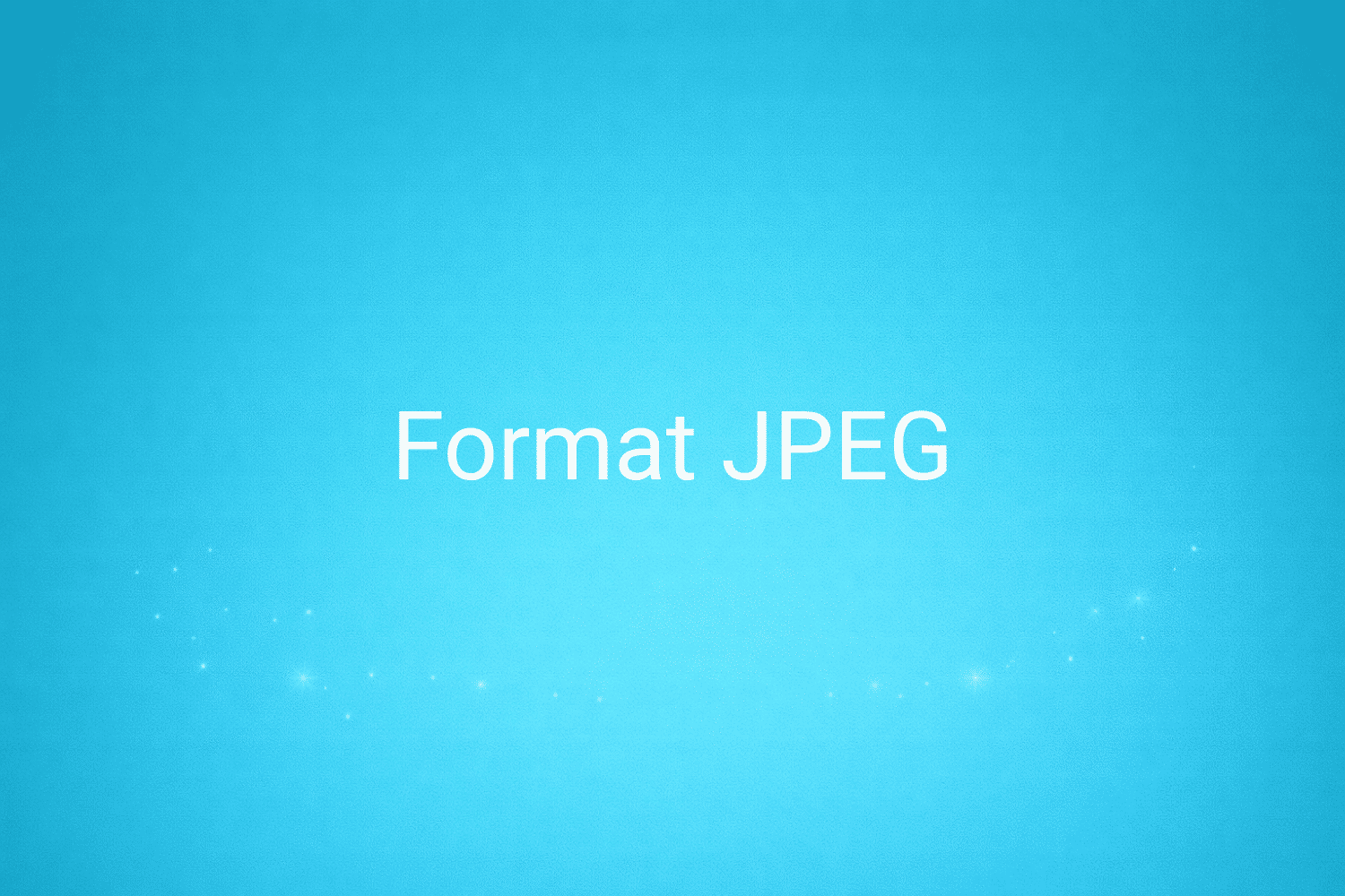 Illustration minimaliste sur fond bleu avec texte "Format JPEG", définition liée à la catégorie e-commerce du glossaire marketing de M-Twice