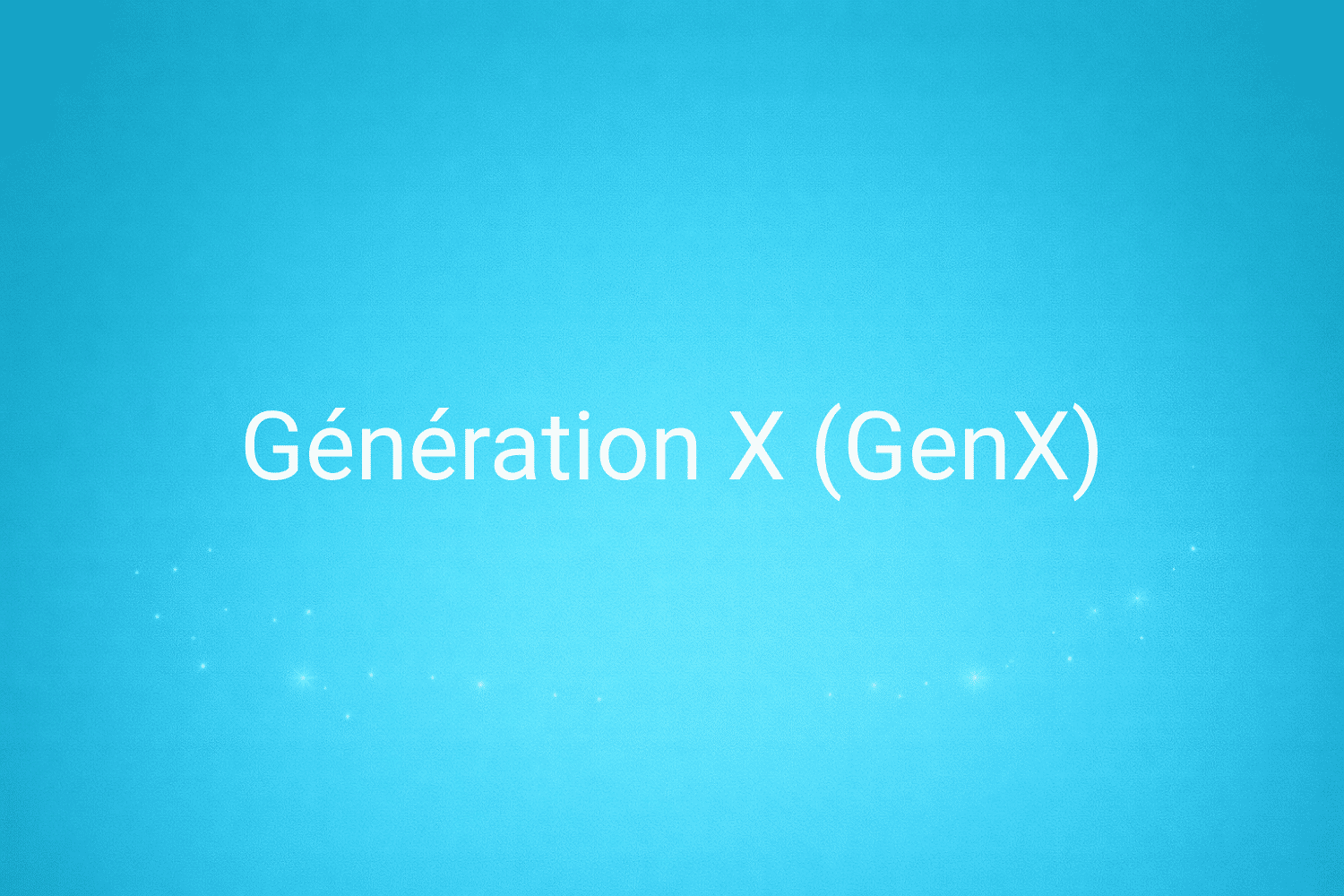 Illustration minimaliste sur fond bleu avec texte "Génération X (GenX)", définition liée à la catégorie Stratégie Marketing du glossaire marketing de M-Twice