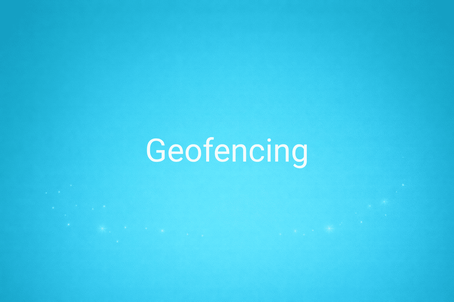 Illustration minimaliste sur fond bleu avec texte "Geofencing", définition liée à la catégorie Marketing de contenus du glossaire marketing de M-Twice