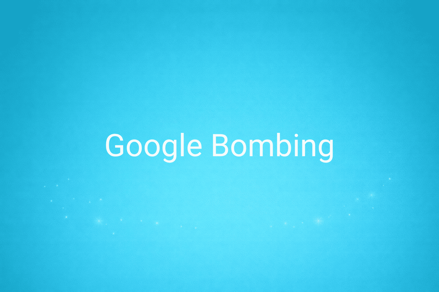 Illustration minimaliste sur fond bleu avec texte "Google Bombing", définition liée à la catégorie SEO du glossaire marketing de M-Twice