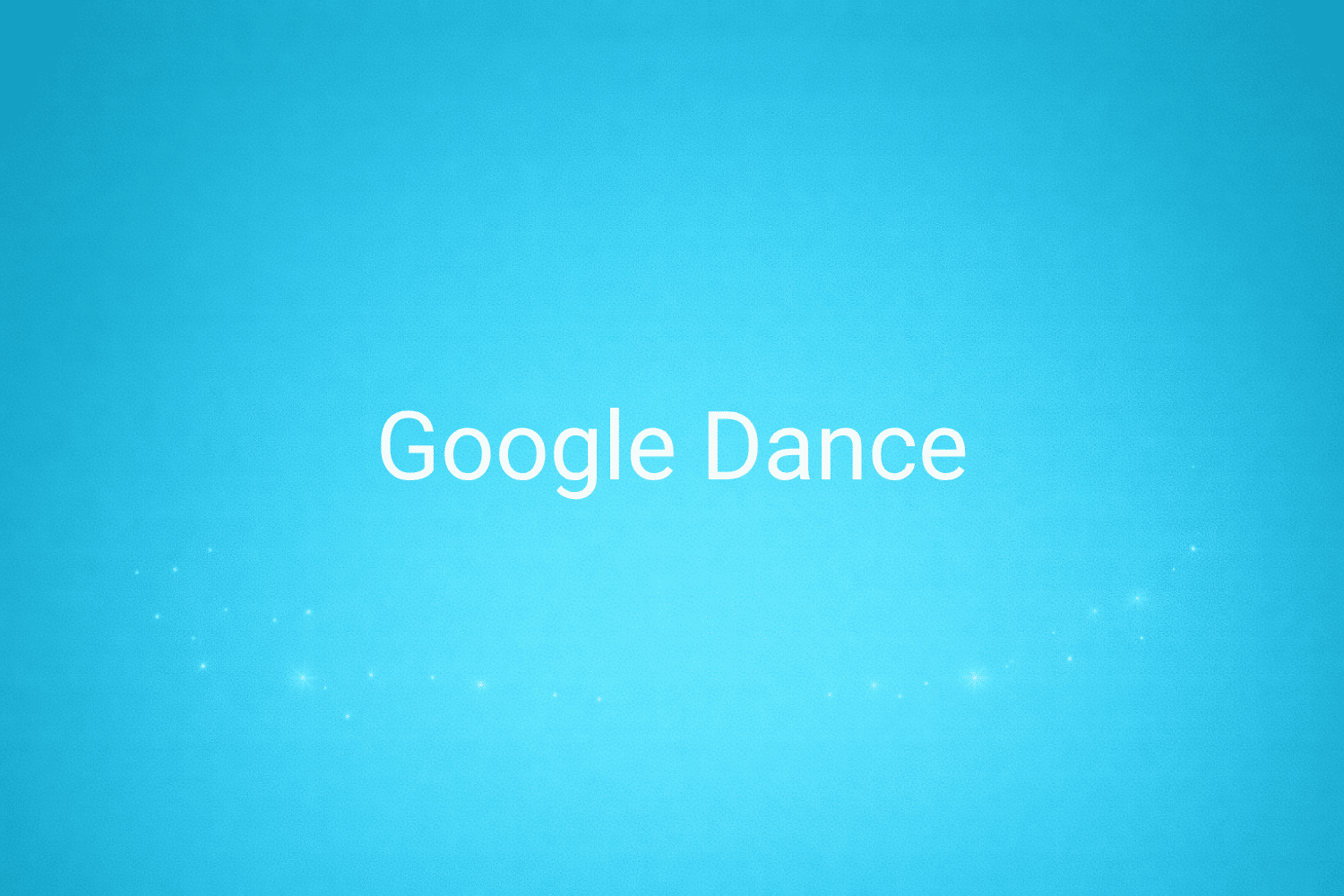 Illustration minimaliste sur fond bleu avec texte "Google Dance", définition liée à la catégorie SEO du glossaire marketing de M-Twice