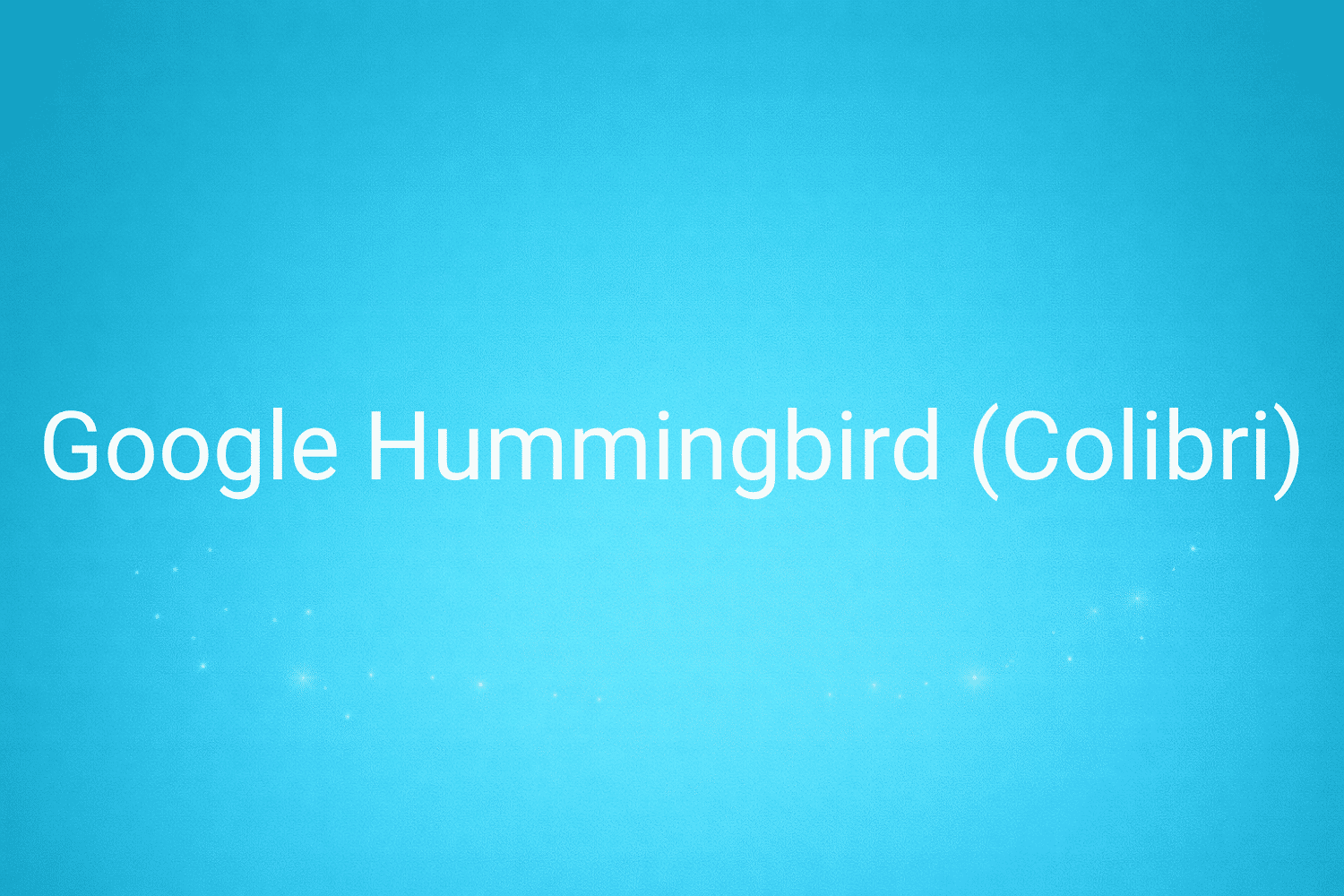 Illustration minimaliste sur fond bleu avec texte "Google Hummingbird (Colibri)", définition liée à la catégorie SEO du glossaire marketing de M-Twice