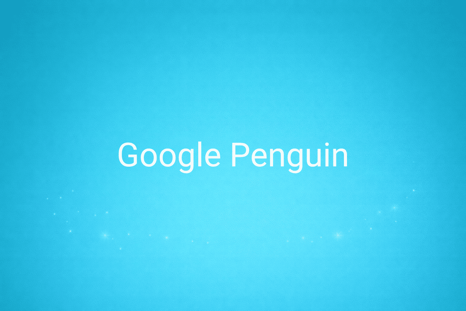 Illustration minimaliste sur fond bleu avec texte "Google Penguin", définition liée à la catégorie SEO du glossaire marketing de M-Twice