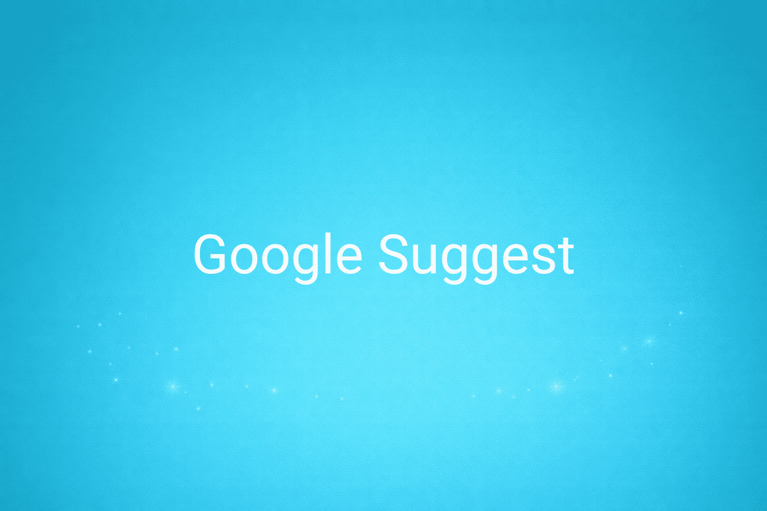 Illustration minimaliste sur fond bleu avec texte "Google Suggest", définition liée à la catégorie Stratégie Marketing du glossaire marketing de M-Twice