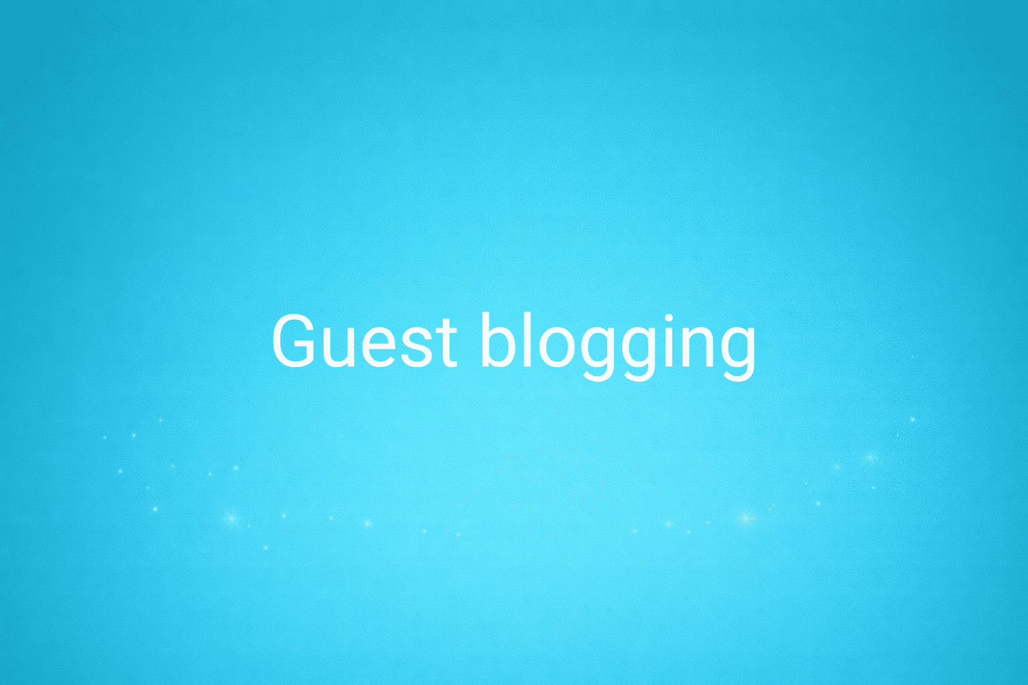 Illustration minimaliste sur fond bleu avec texte "Guest blogging", définition liée à la catégorie Marketing de contenus du glossaire marketing de M-Twice