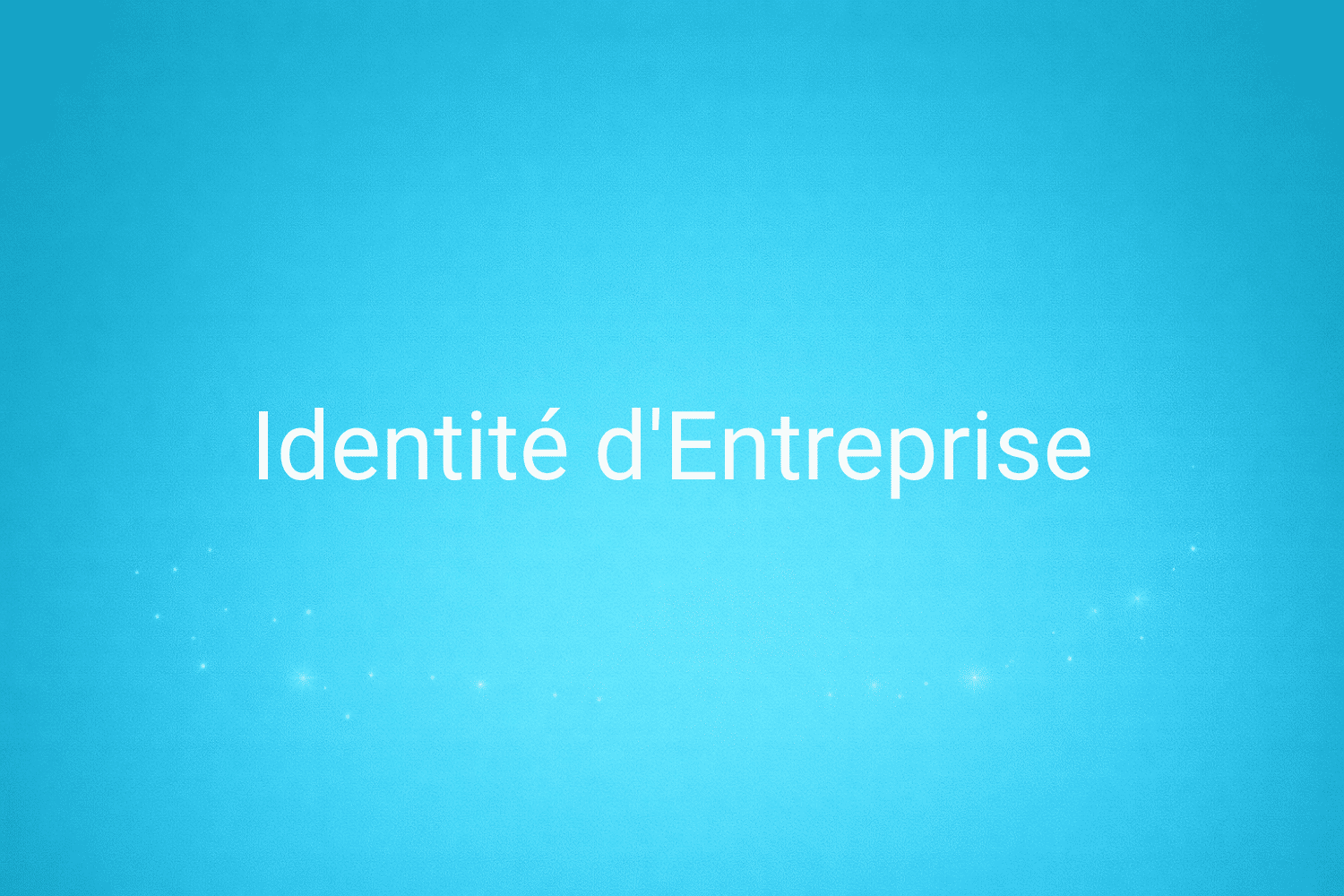 Illustration minimaliste sur fond bleu avec texte "Identité d'Entreprise", définition liée à la catégorie Stratégie Marketing du glossaire marketing de M-Twice