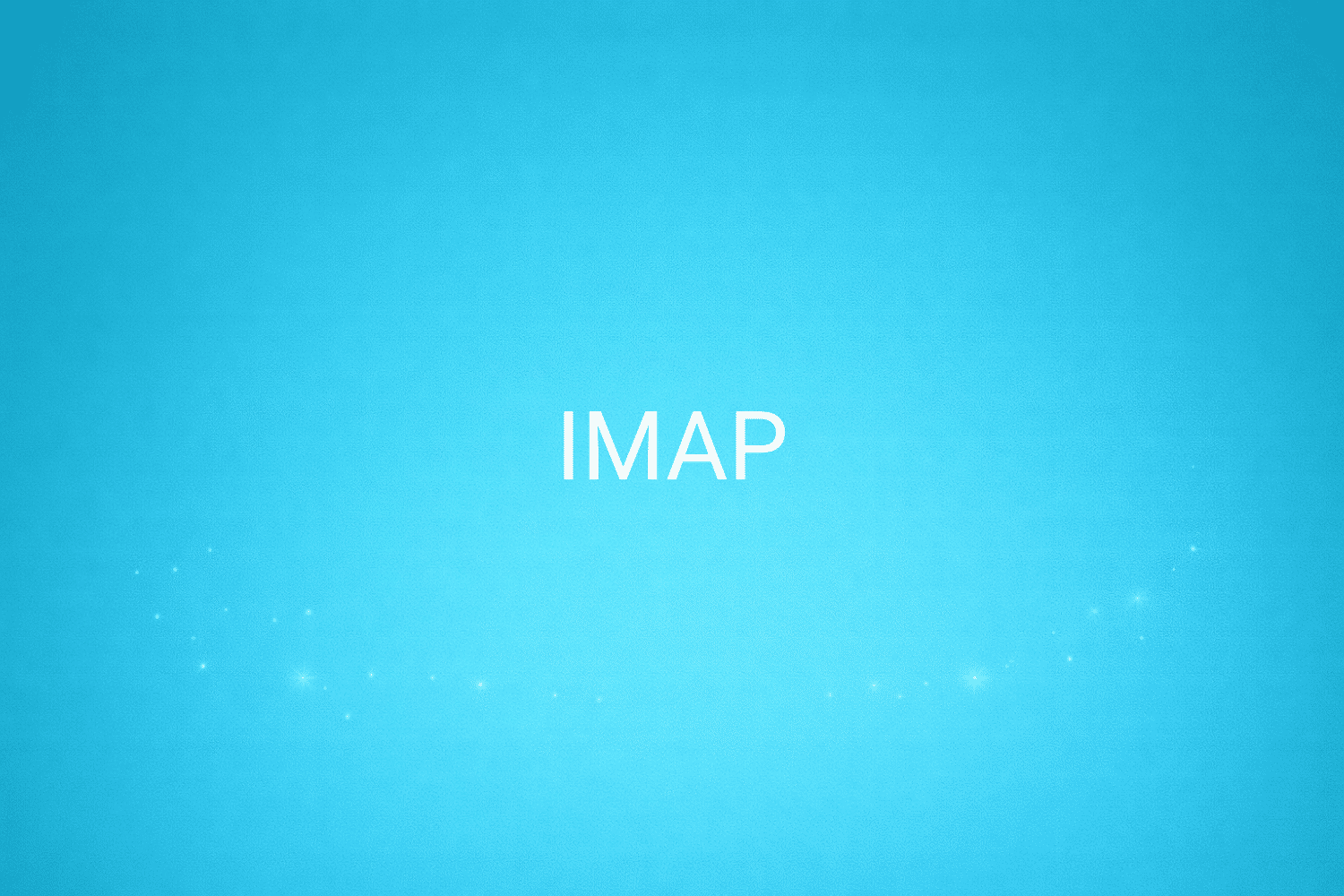 Illustration minimaliste sur fond bleu avec texte "IMAP", définition liée à la catégorie e-commerce du glossaire marketing de M-Twice