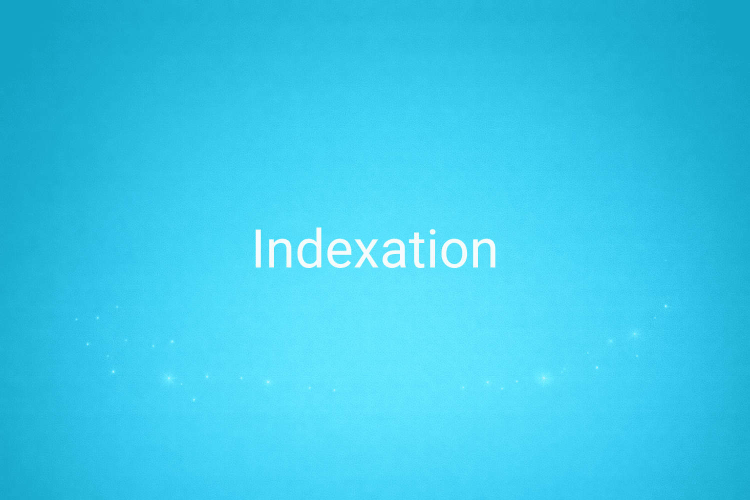 Illustration minimaliste sur fond bleu avec texte "Indexation", définition liée à la catégorie SEO du glossaire marketing de M-Twice