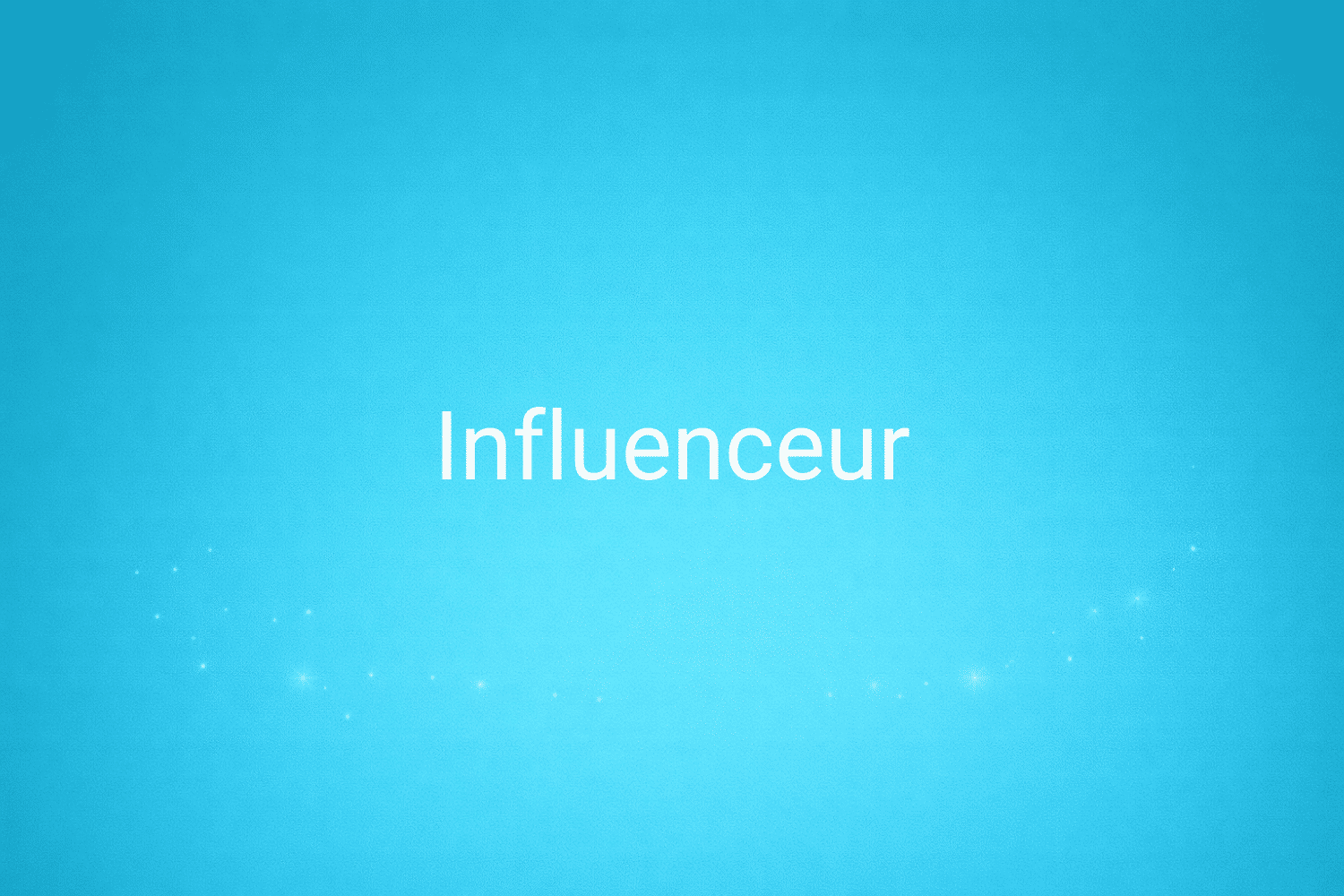 Illustration minimaliste sur fond bleu avec texte "Influenceur", définition liée à la catégorie Marketing de contenus du glossaire marketing de M-Twice