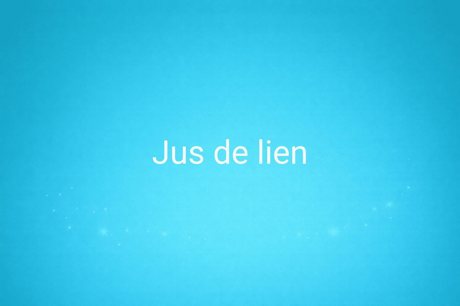 Illustration minimaliste sur fond bleu avec texte "Jus de lien", définition liée à la catégorie e-commerce du glossaire marketing de M-Twice