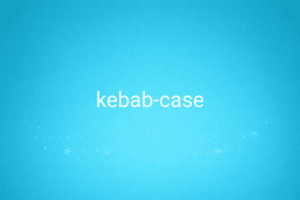 Illustration minimaliste sur fond bleu avec texte "kebab-case", définition liée à la catégorie e-commerce du glossaire marketing de M-Twice