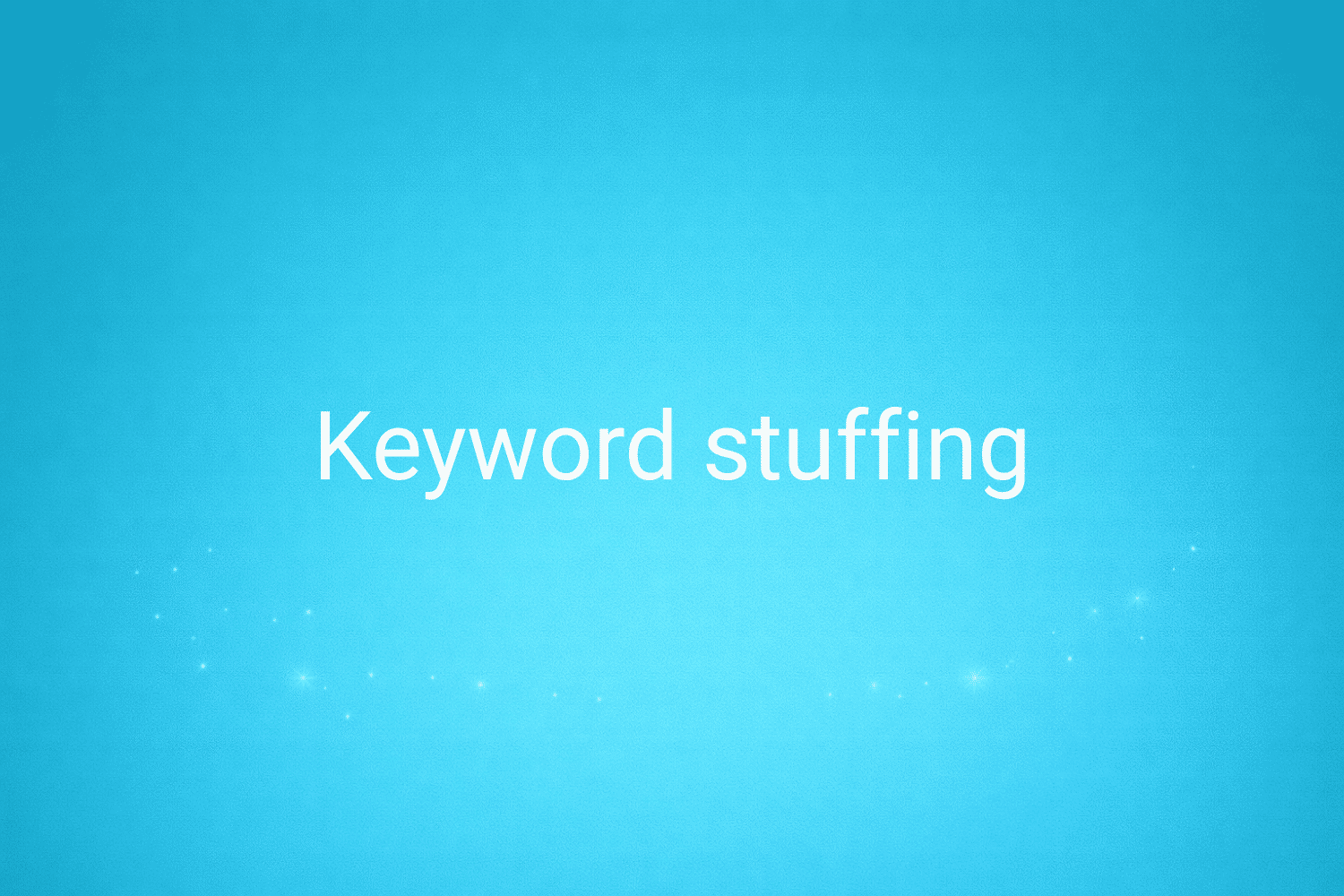 Illustration minimaliste sur fond bleu avec texte "Keyword stuffing", définition liée à la catégorie SEO du glossaire marketing de M-Twice