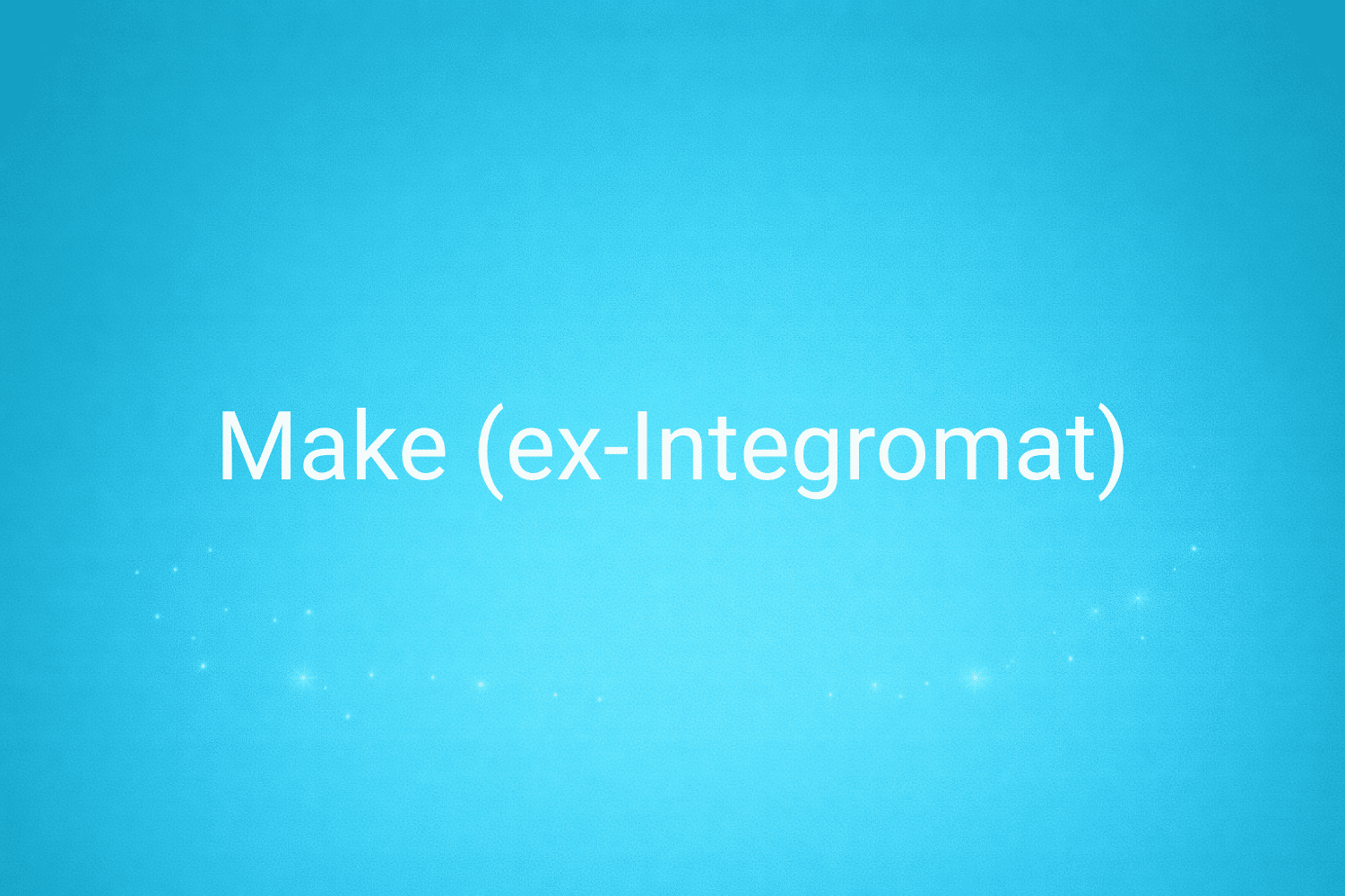 Illustration minimaliste sur fond bleu avec texte "Make (ex-Integromat)", définition liée à la catégorie IA & Data du glossaire marketing de M-Twice