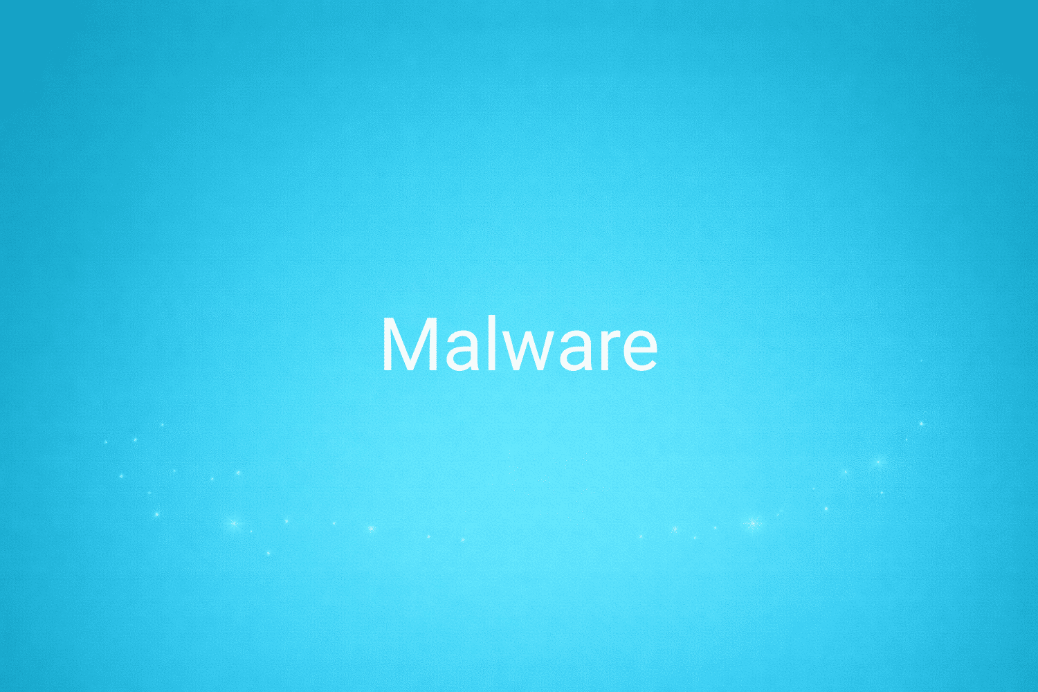 Illustration minimaliste sur fond bleu avec texte "Malware", définition liée à la catégorie e-commerce du glossaire marketing de M-Twice