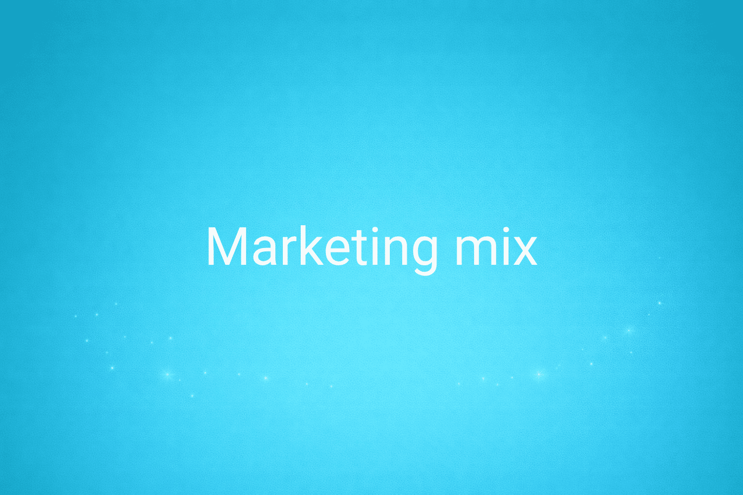 Illustration minimaliste sur fond bleu avec texte "Marketing mix", définition liée à la catégorie Stratégie Marketing du glossaire marketing de M-Twice