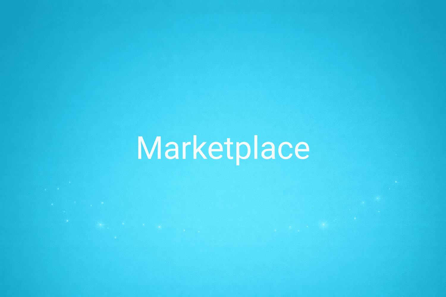 Illustration minimaliste sur fond bleu avec texte "Marketplace", définition liée à la catégorie e-commerce du glossaire marketing de M-Twice