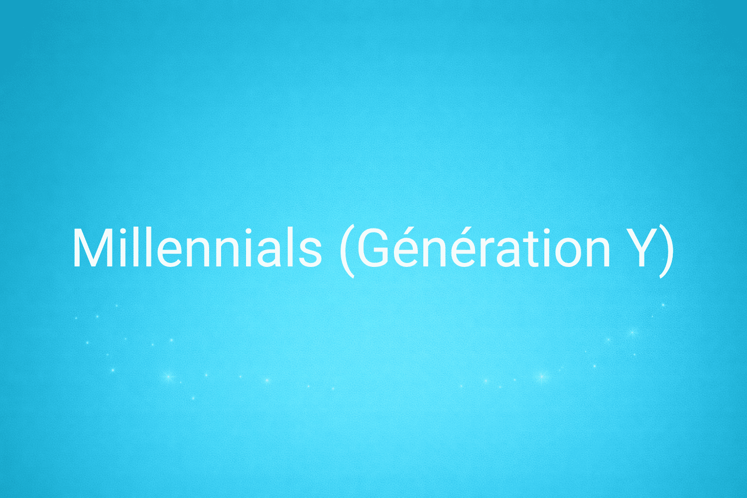 Illustration minimaliste sur fond bleu avec texte "Millennials (Génération Y)", définition liée à la catégorie Stratégie Marketing du glossaire marketing de M-Twice