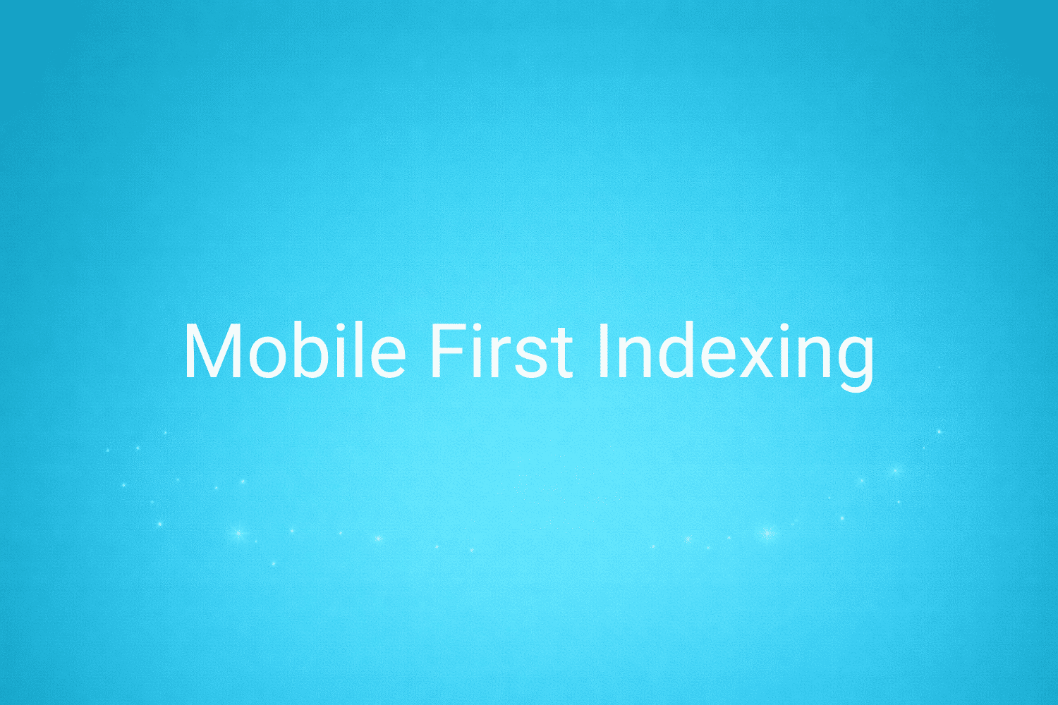 Illustration minimaliste sur fond bleu avec texte "Mobile First Indexing", définition liée à la catégorie e-commerce du glossaire marketing de M-Twice