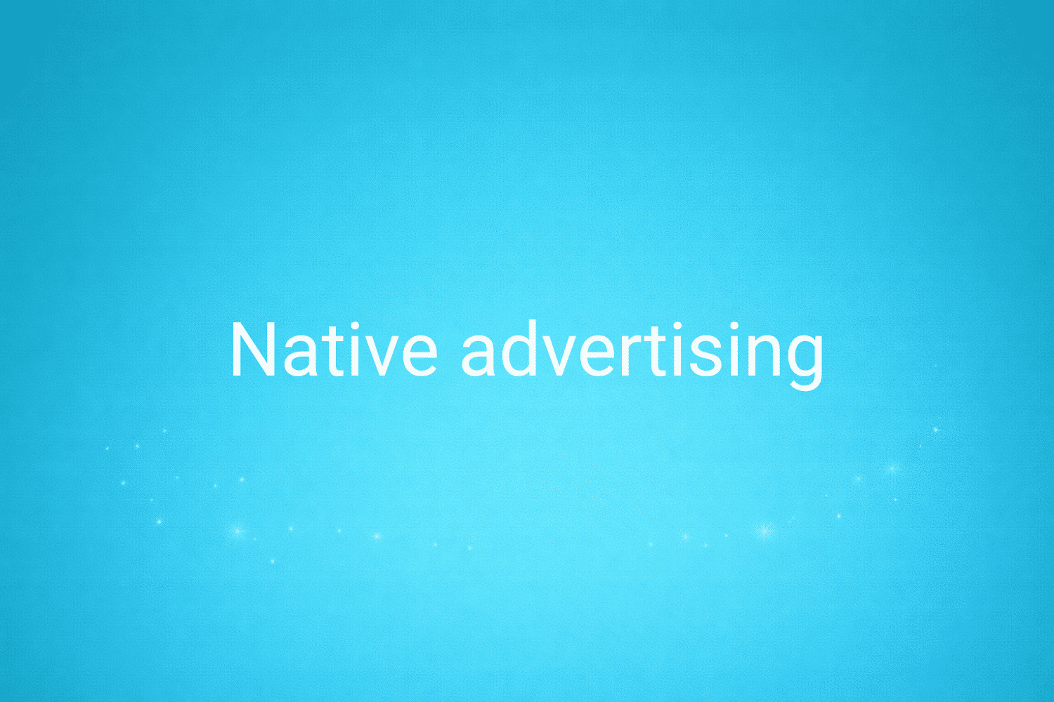 Illustration minimaliste sur fond bleu avec texte "Native advertising", définition liée à la catégorie Stratégie Marketing du glossaire marketing de M-Twice